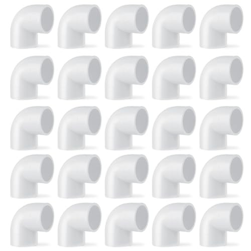 1 Inch 90 Degree Elbow PVC Fitting, 30 Pack 2 Way Furniture Grade PVC