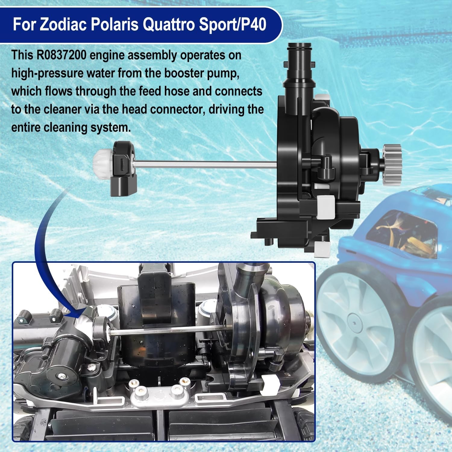 for Zodiac Polaris R0837200 Quattro Sport Pressure Side Automatic Pool Cleaner