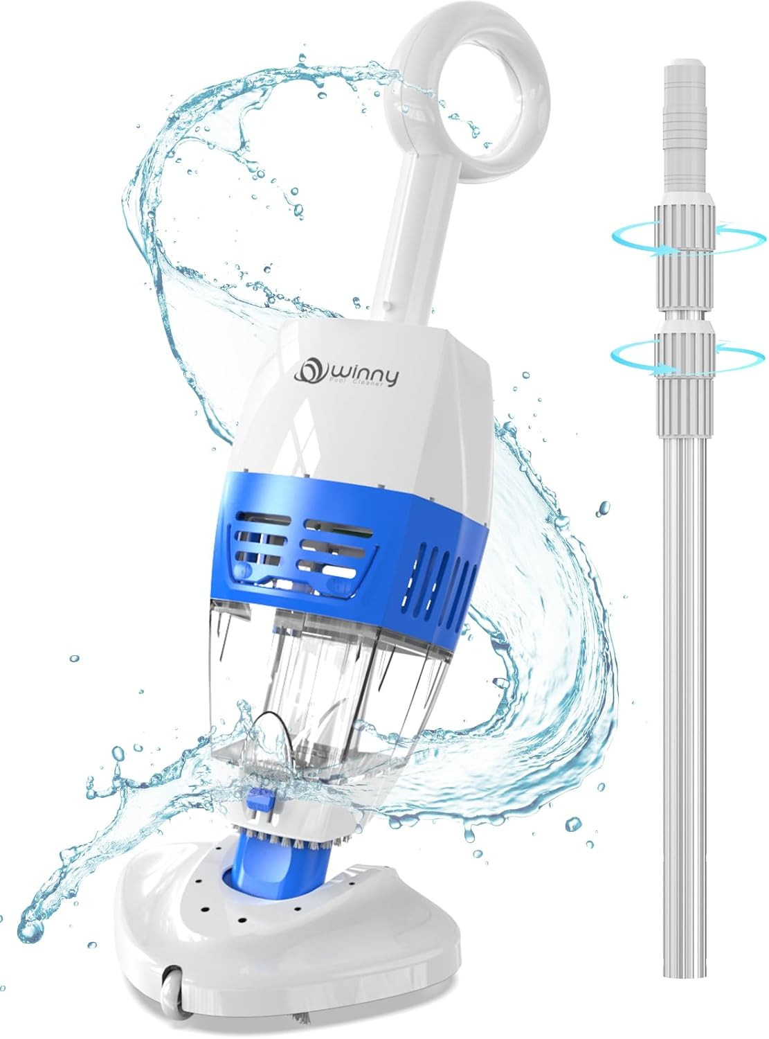 (2024 Upgraded) Pool Vacuum for above Ground Pools with Telescopic Pole, Recharg