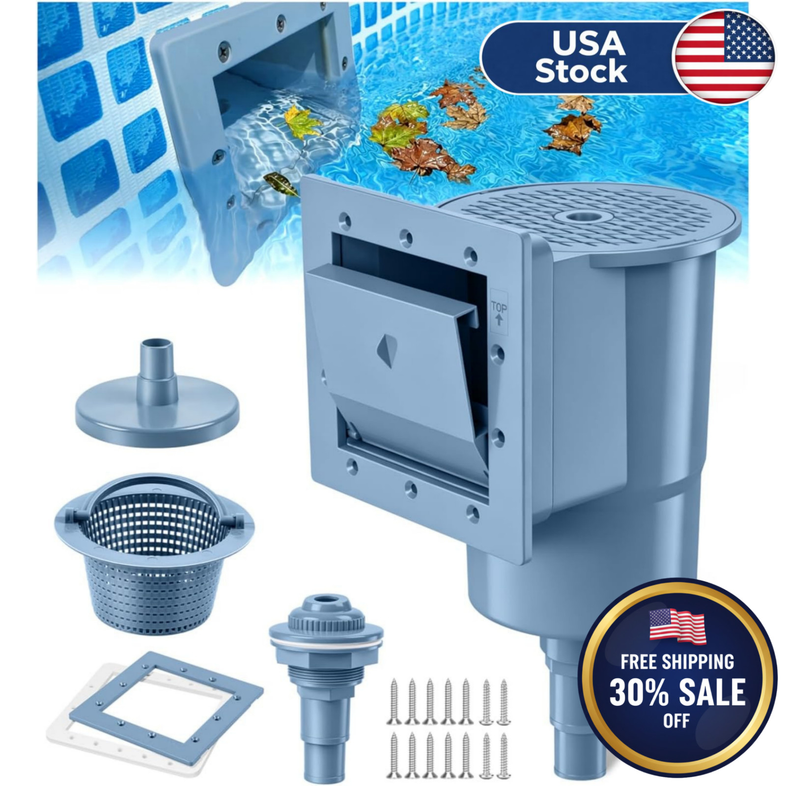 .through Wall Skimmer for above Ground Pool, Heavy Duty Wall Mount Pool Skimmer.
