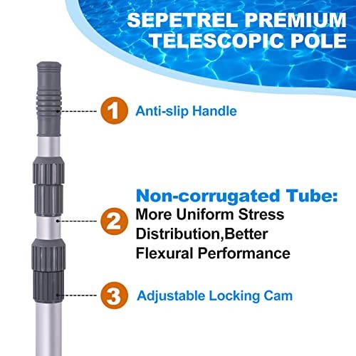 Pool Pole – Professional 12 Foot Telescoping Swimming Pool Cleaning 12 Feet