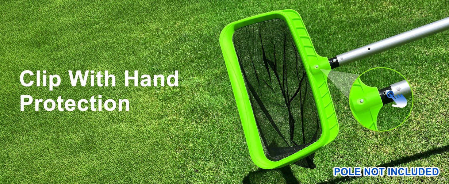 Swimming Pool Leaf Skimmer Net, Reinforced Frame Deep Rake Net