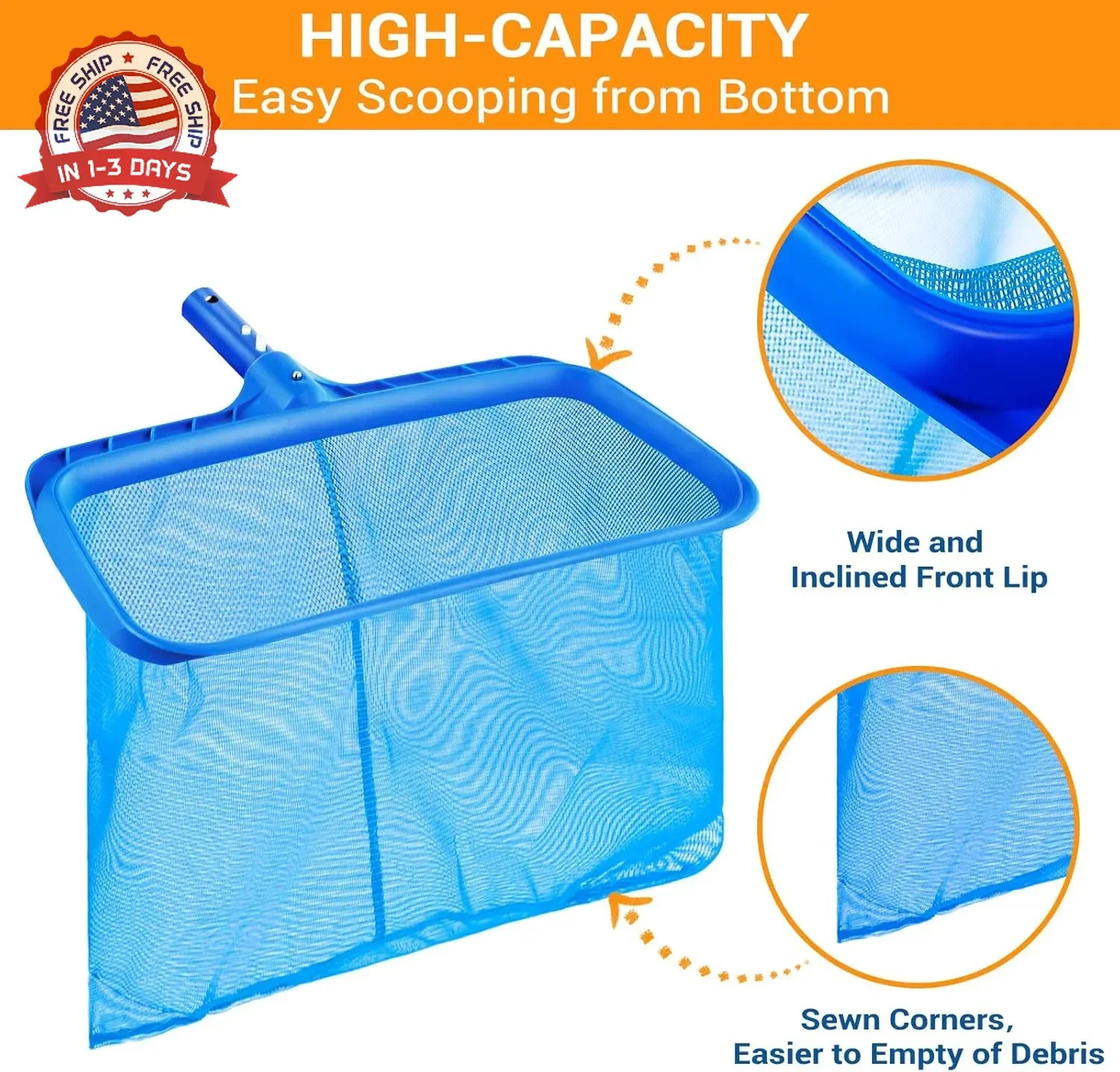 Pool Skimmer – Pool Skimmer Net without Pole, Swimming Pool Leaf Skimmer Net wit