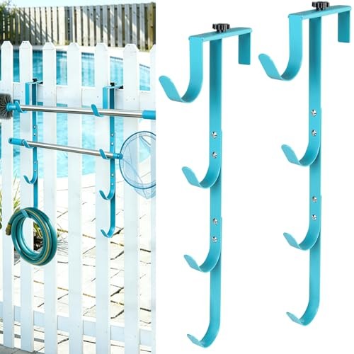 2Sets Blue Four Pool Pole Hooks Hangers, 1.0 Inches blue-4 hooks-2pcs