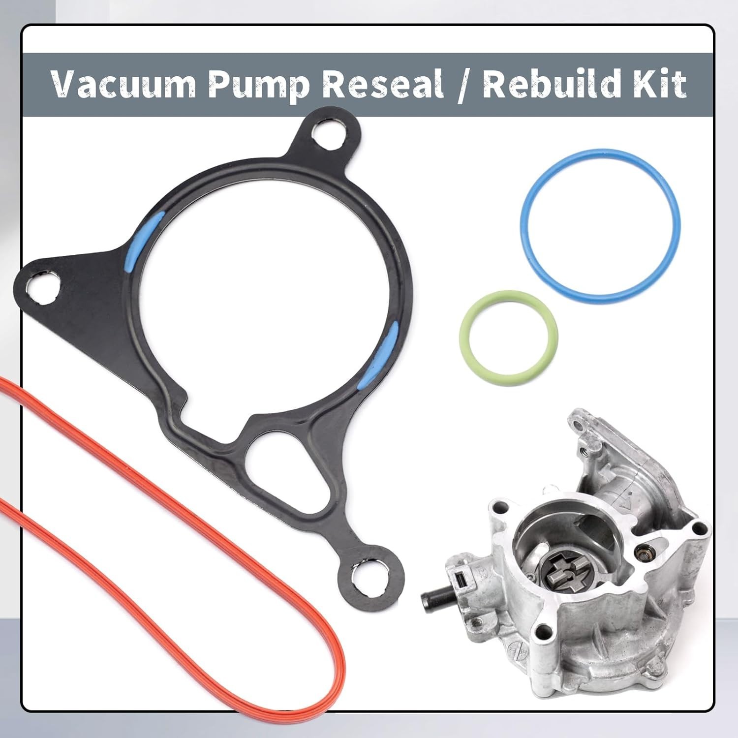 Vacuum Pump Reseal Rebuild Kit Compatible with VW & Aud A3 A4 A5 A6 Q5 Q7 1.8T