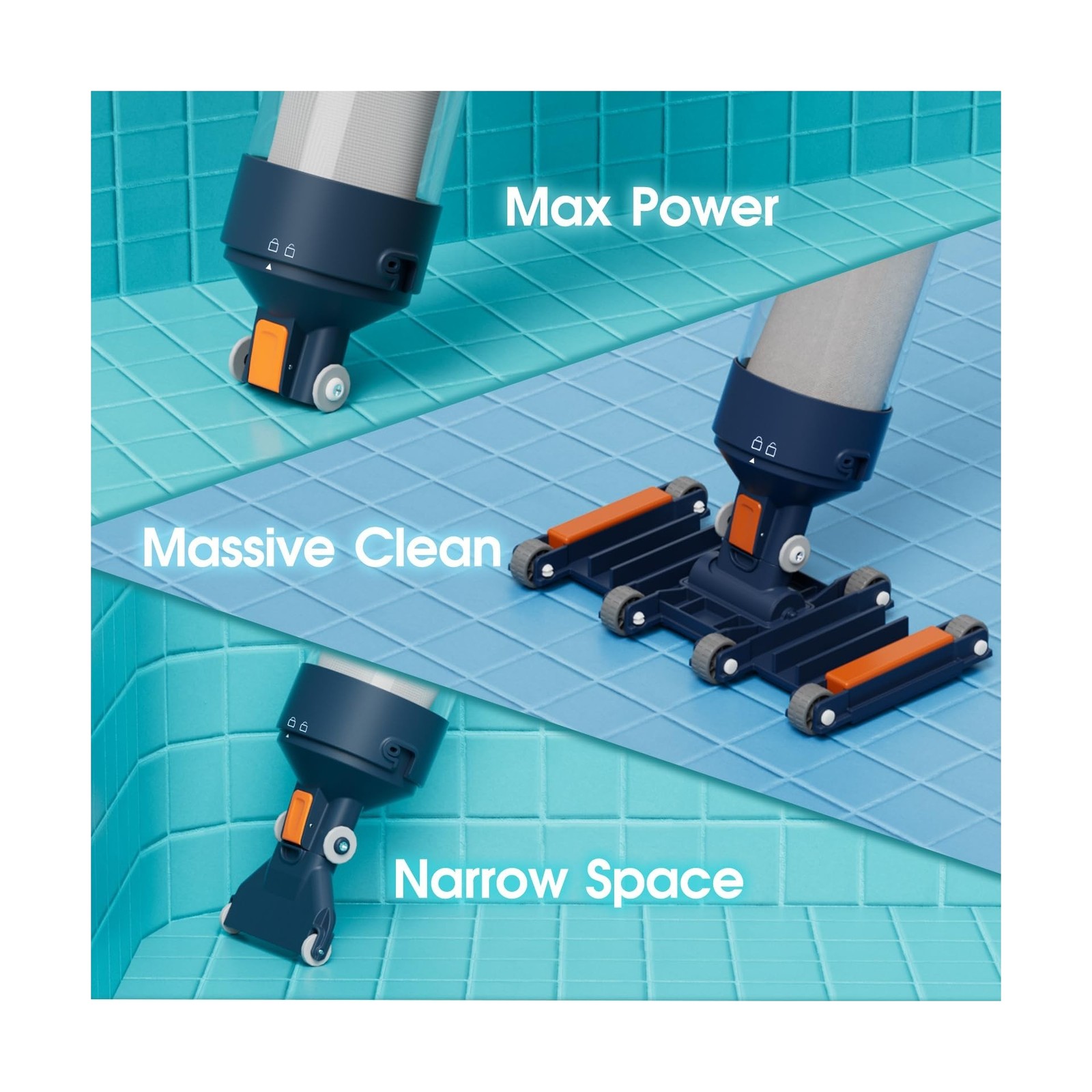 Heavy Duty Handheld Pool Vacuum – 18.9GPM Powerful Suction, 25µm Ultra Fine