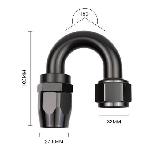 180 Degree Aluminum Swivel Hose End Fitting for Braided CPE Fuel 12AN 180Degree