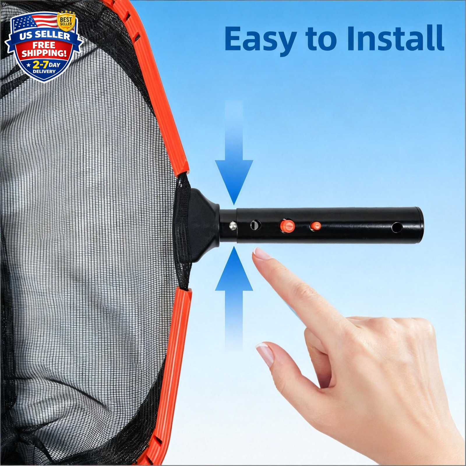 17.5&Prime; Pool Net, Pool Skimmer Net with Double-Layer Netting Bag, Aluminum Frame,