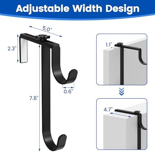 2pcs Double Pool Pole Hooks, Adjustable Thickened Panel Pool Fence Black
