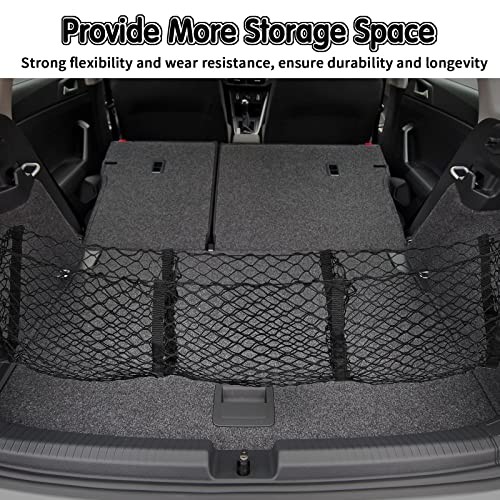 2 Pcs Car Rear Cargo Net, Adjustable Elastic Mesh Cargo 43.3 x 15.7 Inches