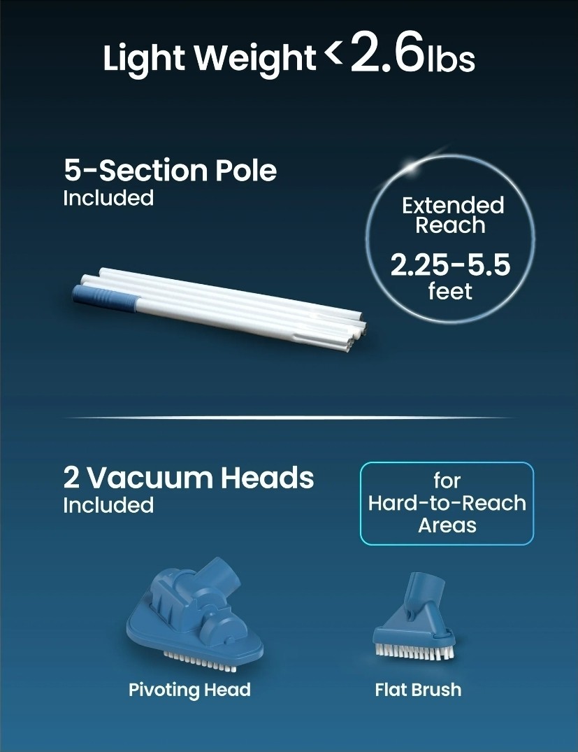 Kokido Xtrovac 200 Rechargeable Pool Spa Hot Tub Vacuum Cleaner Direct Flow