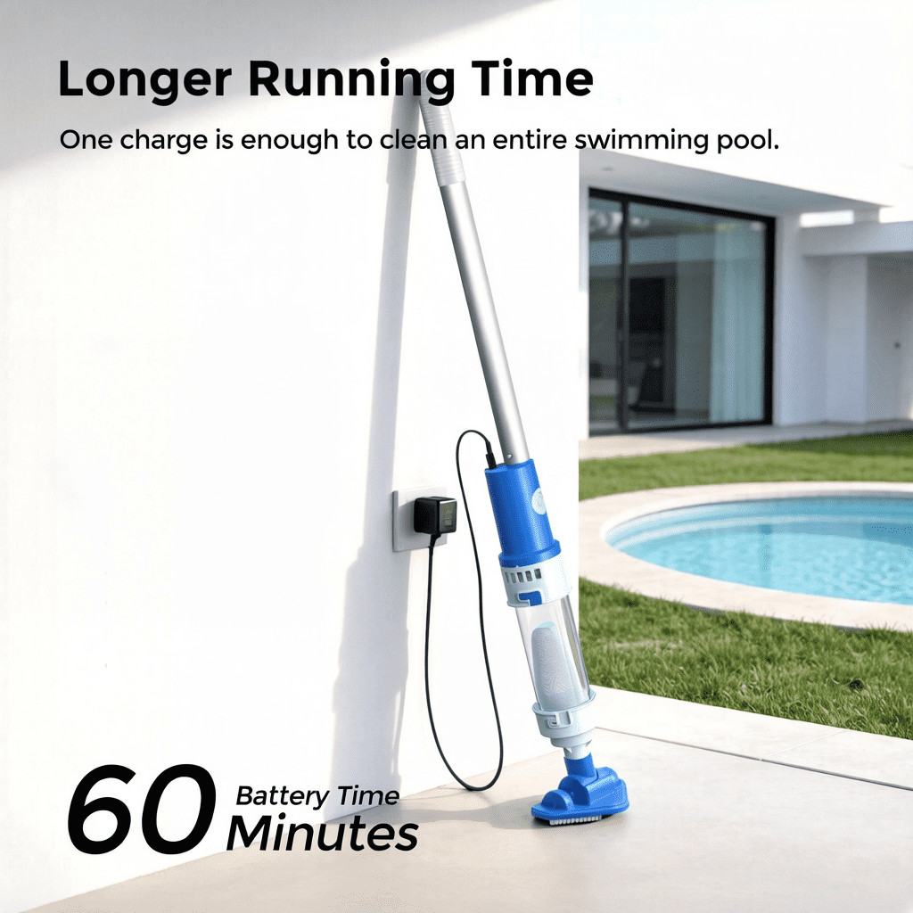 Syvio 2-in-1 Cordless Handheld Pool Vacuum with Telescopic Pole, 60 Min Runtime,