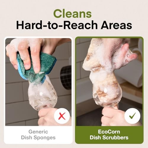 10 Pcs EcoCorn Dish Sponges Scrubbers – 100% Corn Fiber – Heavy Duty (10 Pack)