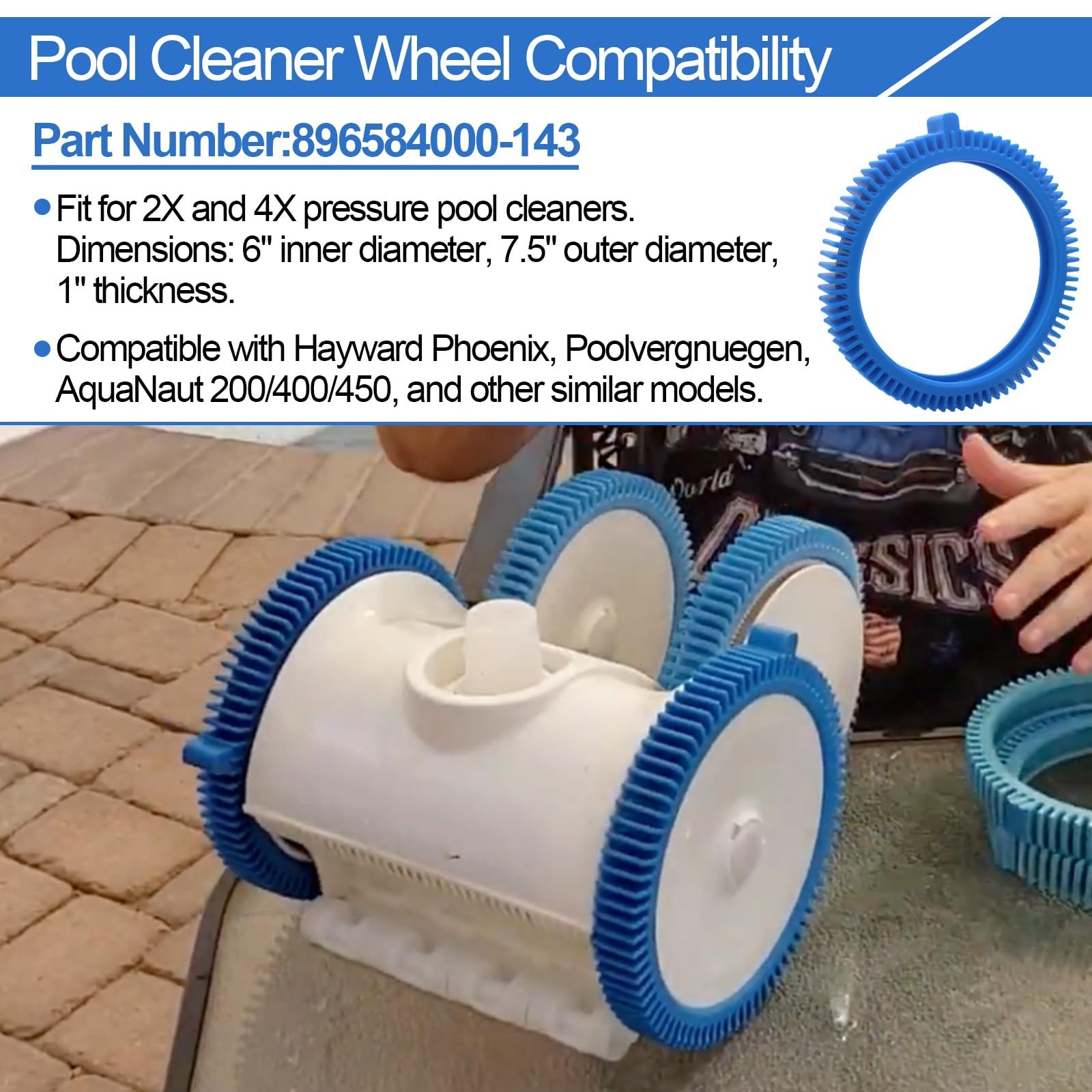 Pool Cleaner Tire Combo Kit for Vacuums – Front & Rear Tires (2pcs Each)