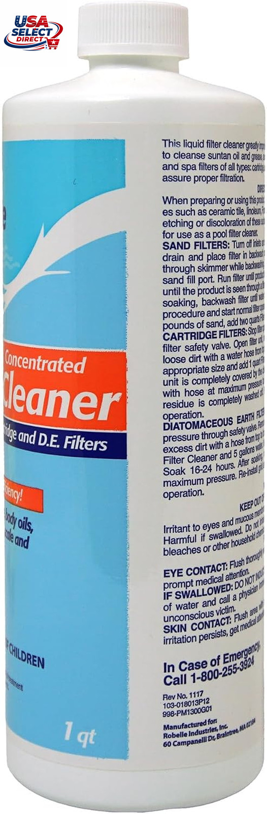 1-Quart 2-Pack Concentrated Pool Filter Cleaner Made in USA