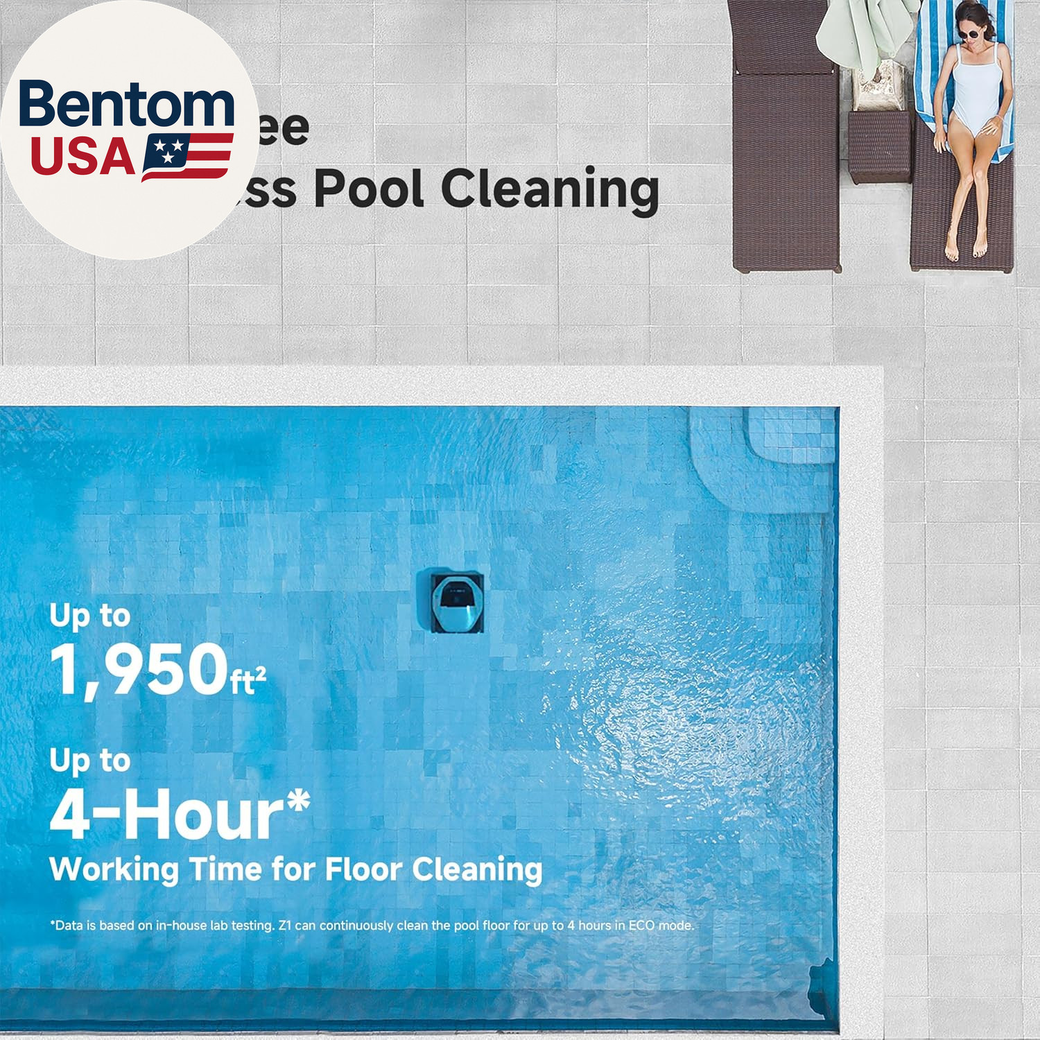 Z1 Cordless Robotic Pool Cleaner, 8000 GPH Suction, Floor & Wall & Waterline Cle