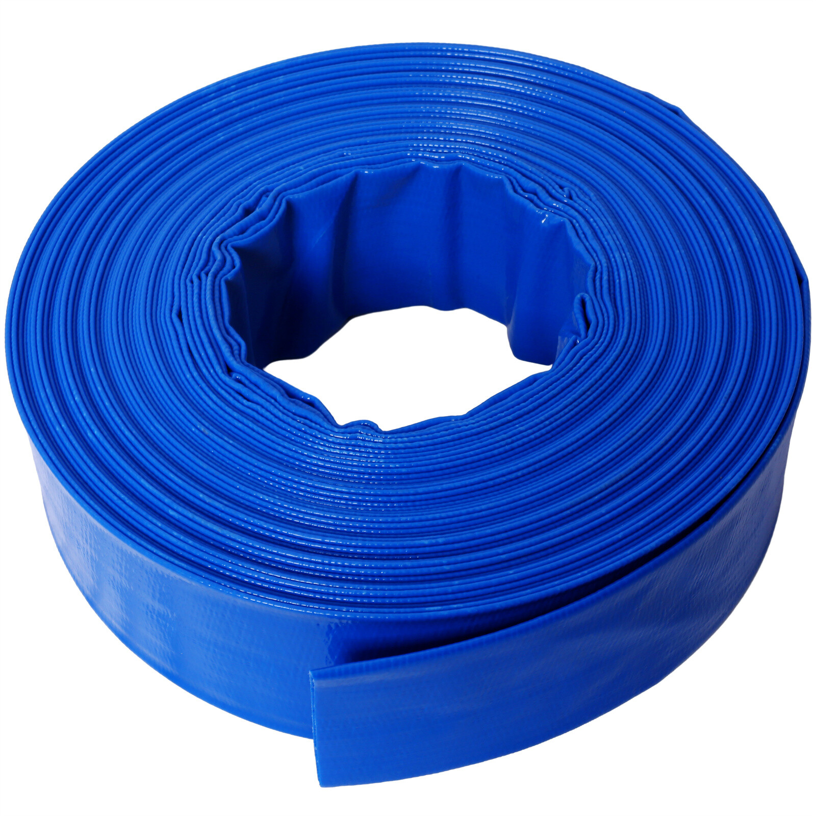 Discharge Hose 1-1/2&Prime;x 100FT PVC Lay Flat Hose Backwash Drain Hose w/ 2 Clamps