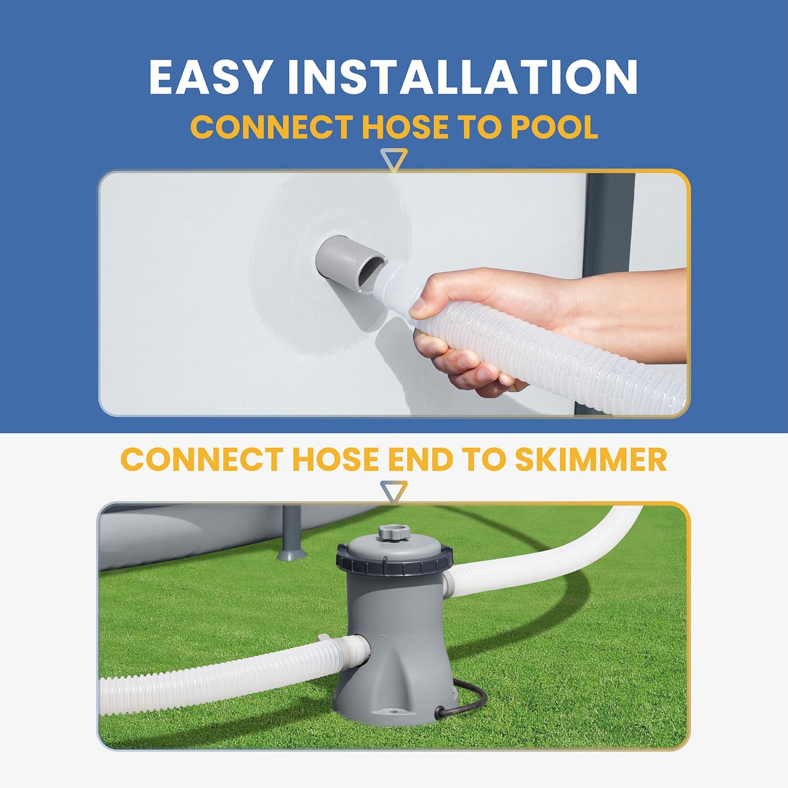 1.5&Prime; x 2&prime; Plastic Return Suction Pool Hose 2 feet x 1.5 inches, White