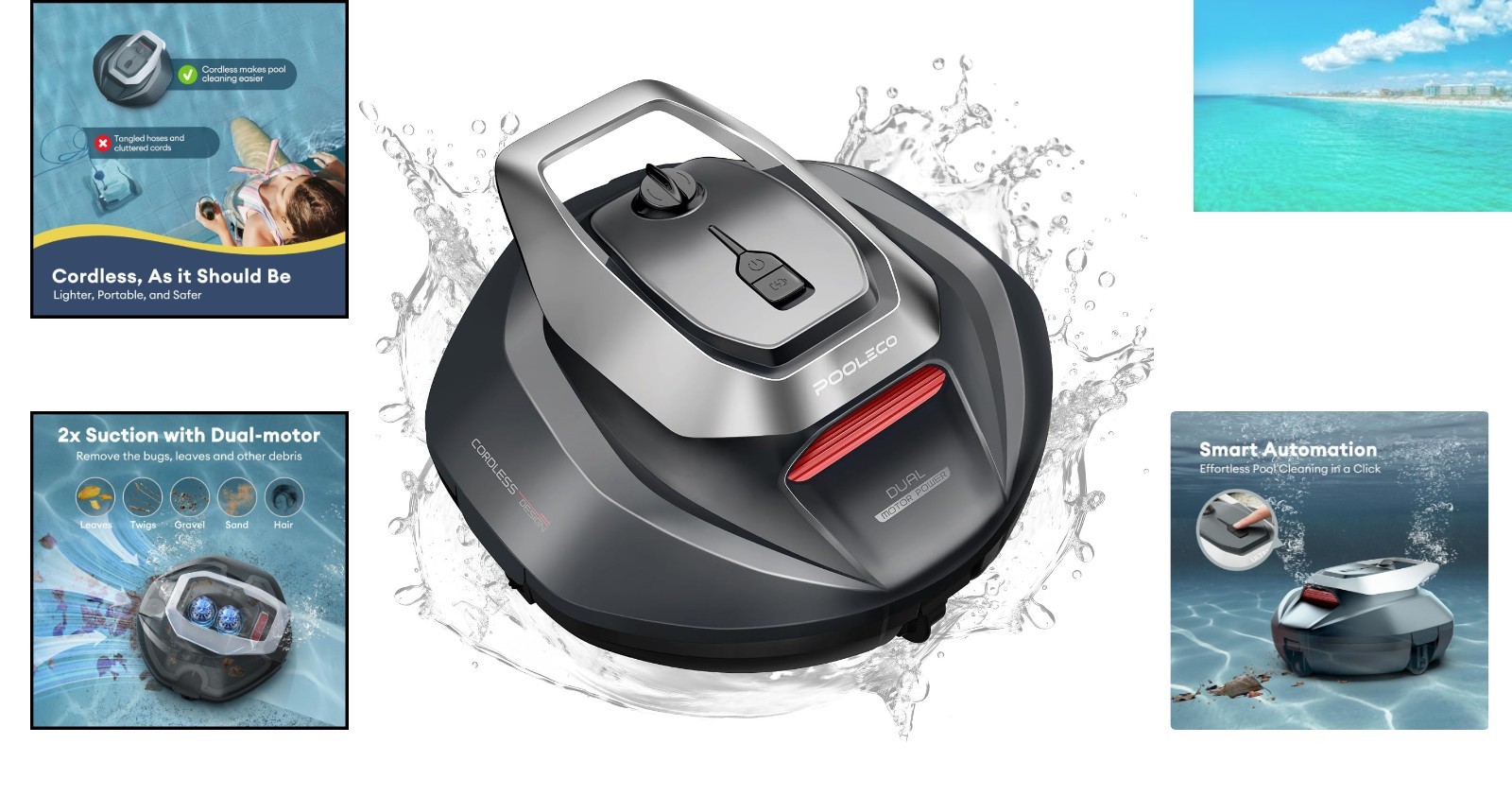 S110 Robotic Pool Cleaner: Cordless, Dual-Motor Suction for Effortless Cleaning