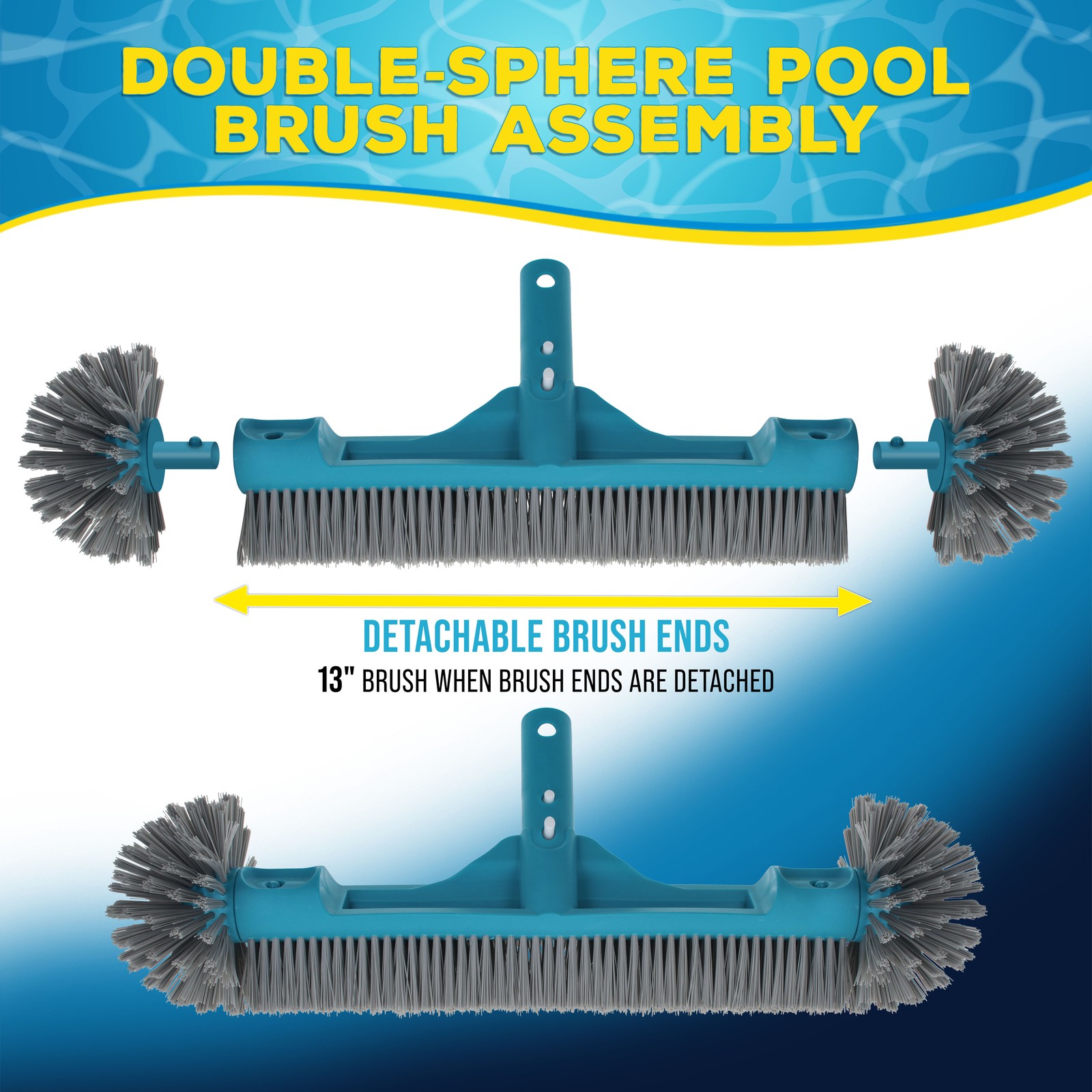 U.S. Pool Supply 18&Prime; Pool Brush Head 7 Row Bristles Inground Above Ground