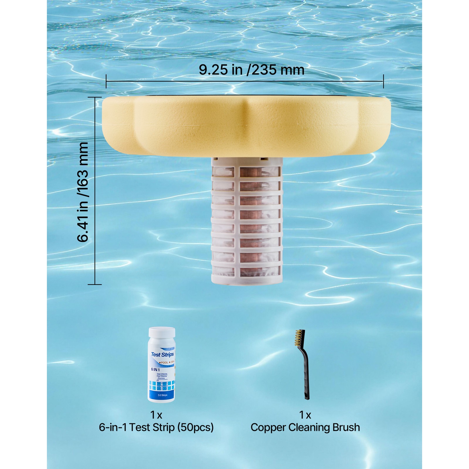 Uimoso Solar Pool Ionizer with Copper Anode for Pools Up to 45000 Gallons,Yellow