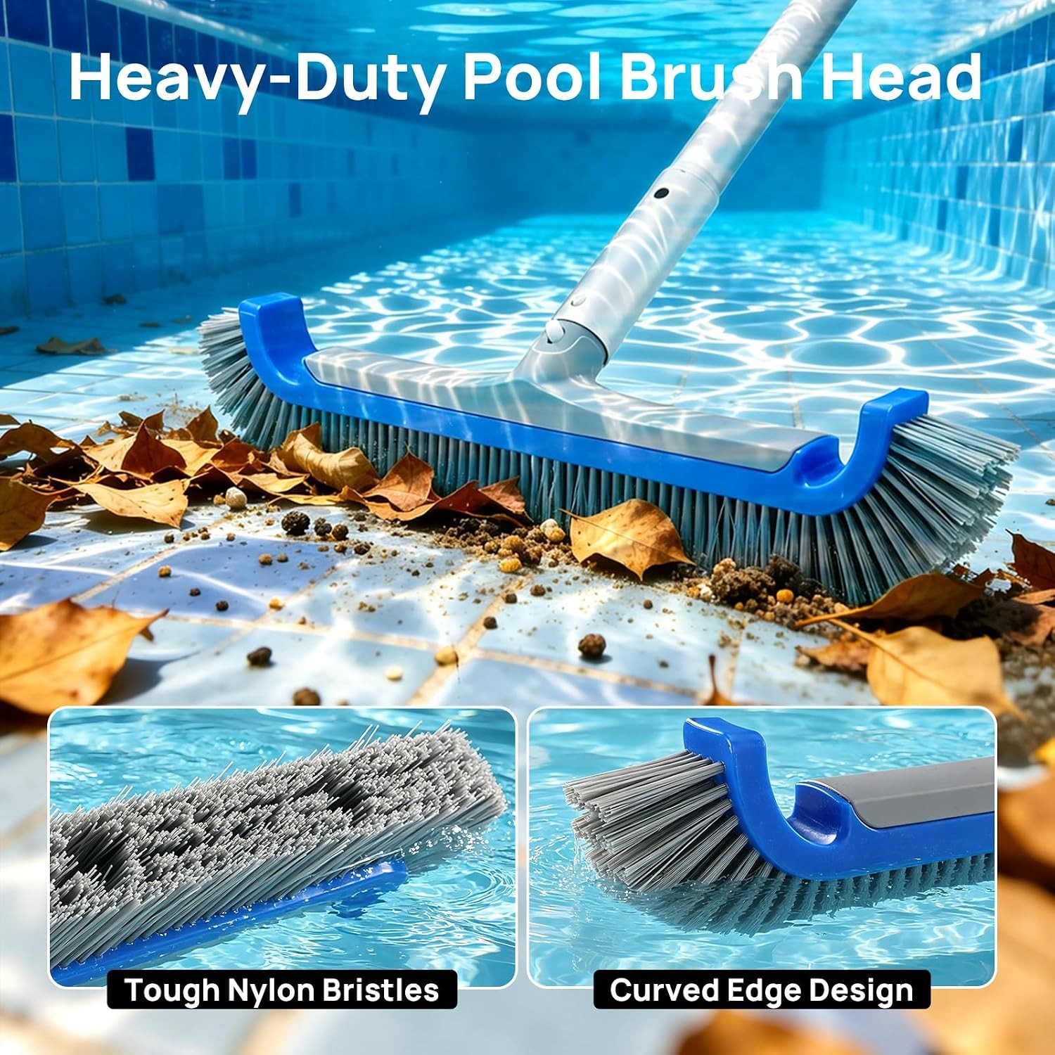 Consciot 3-in-1 Pool Cleaning Kit w/Pole, Net & Brush