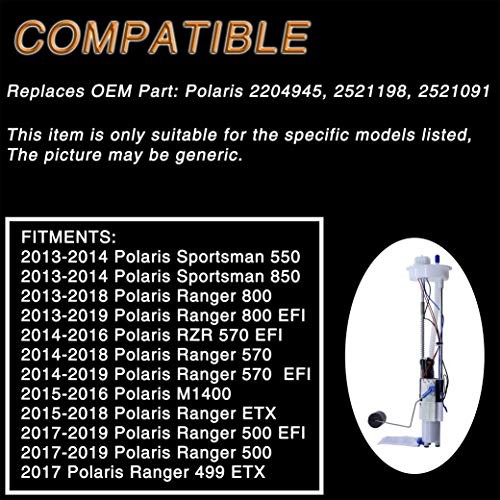 Electric Fuel Pump Assembly with Tank Seal Replacement for Polaris 2204945