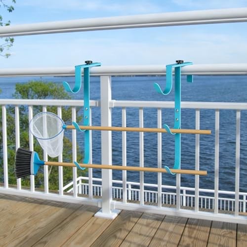 2Set Blue Three Pool Pole Hooks Hangers, 1.0 Inches blue-3 hooks-2pcs