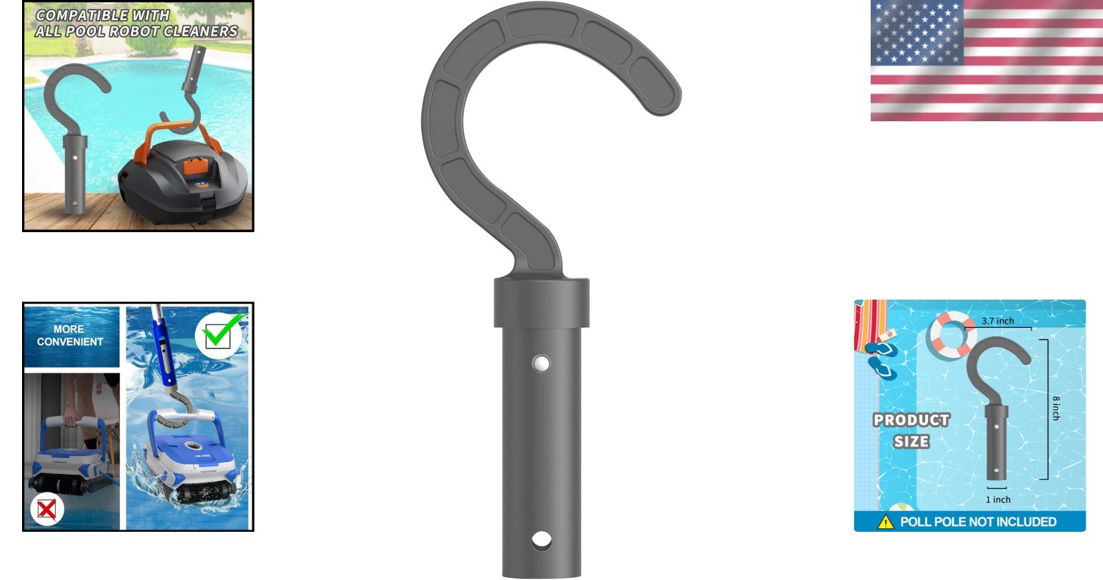Pool Cleaner Accessory Hook Reusable Durable ABS Underwater Above Ground