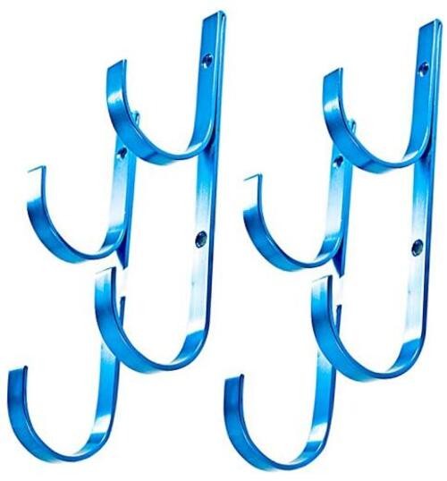 Swimming Pool Aluminum Pole Hanger Set, Blue, 2-Pack (4 Hooks), for 2PK-Blue
