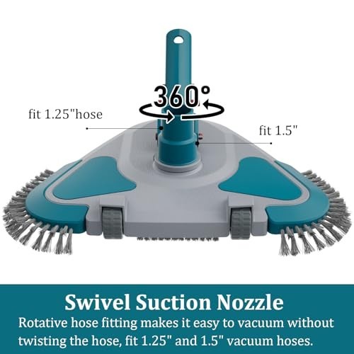 Pool Vacuum Head 13×10 Inch Triangle Weighted Swivel Hose EZ Clip Handle For
