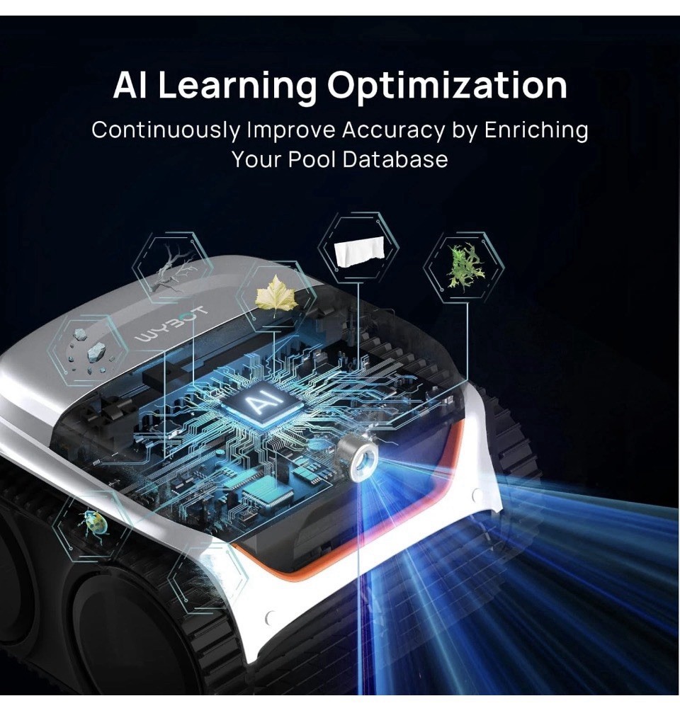 WYBOT C2 Vision AI Pool Robot Vacuum, Debris Detection with AI Camera,8-in-1