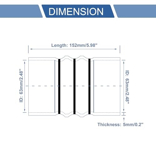 Silicone Hose Charge Air Intercooler Hump Heavy Duty Tube ID 63mm / 2.5&Prime; Black