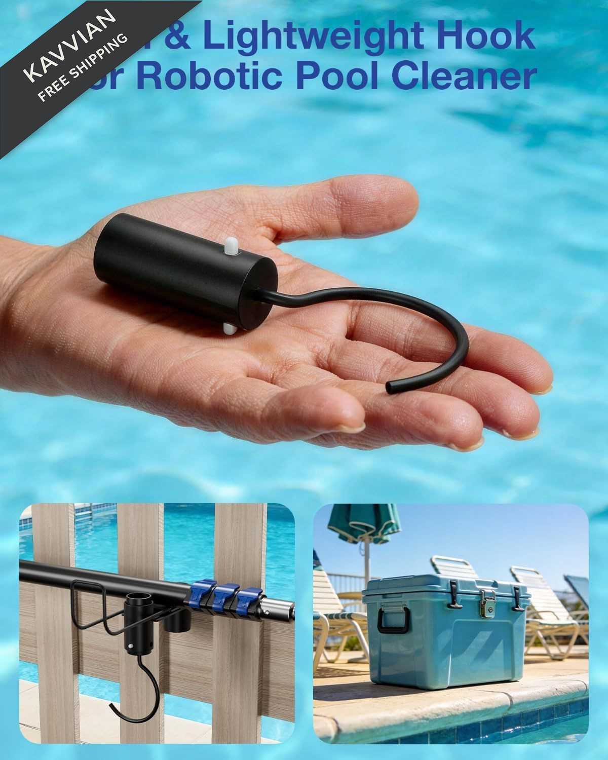 Pool Hook with Pole, 16FT Pole Hook, Black&Blue