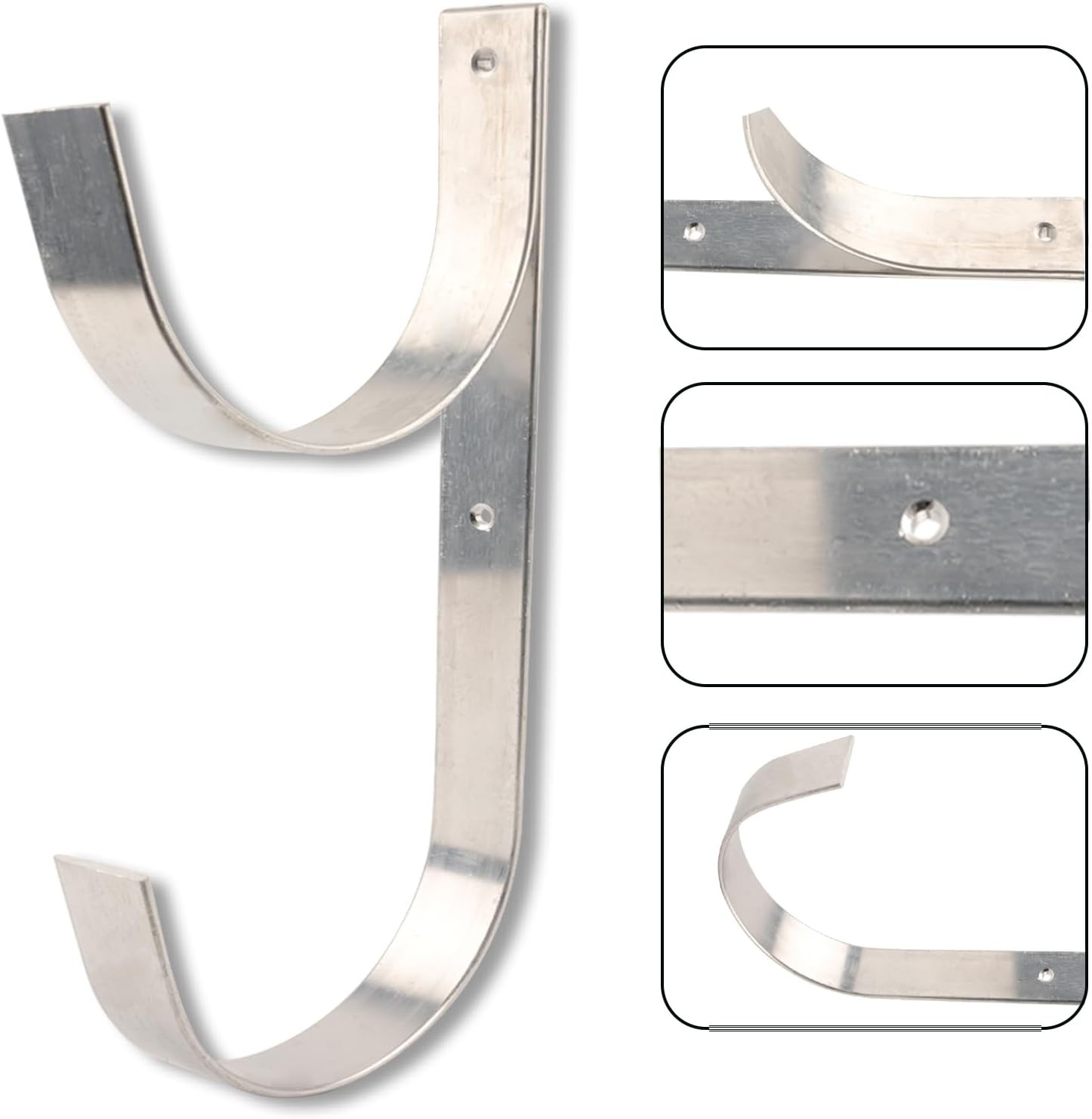 2 Pcs Set Wide Pool Pole Hangers Heavy Duty Silver Aluminium Holder W/ Screws