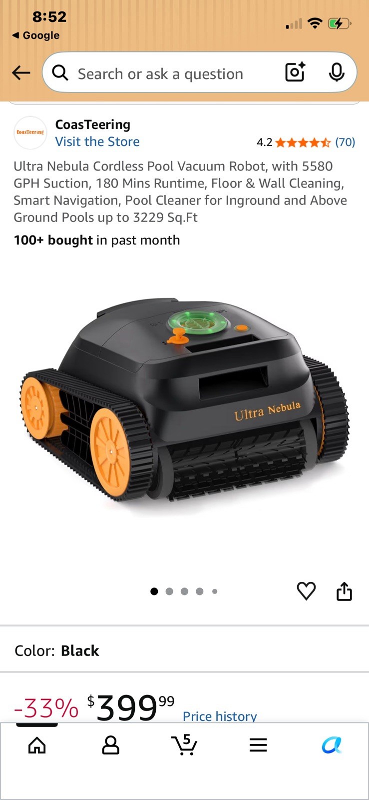 Cordless Robotic Pool Vacuum Cleaner