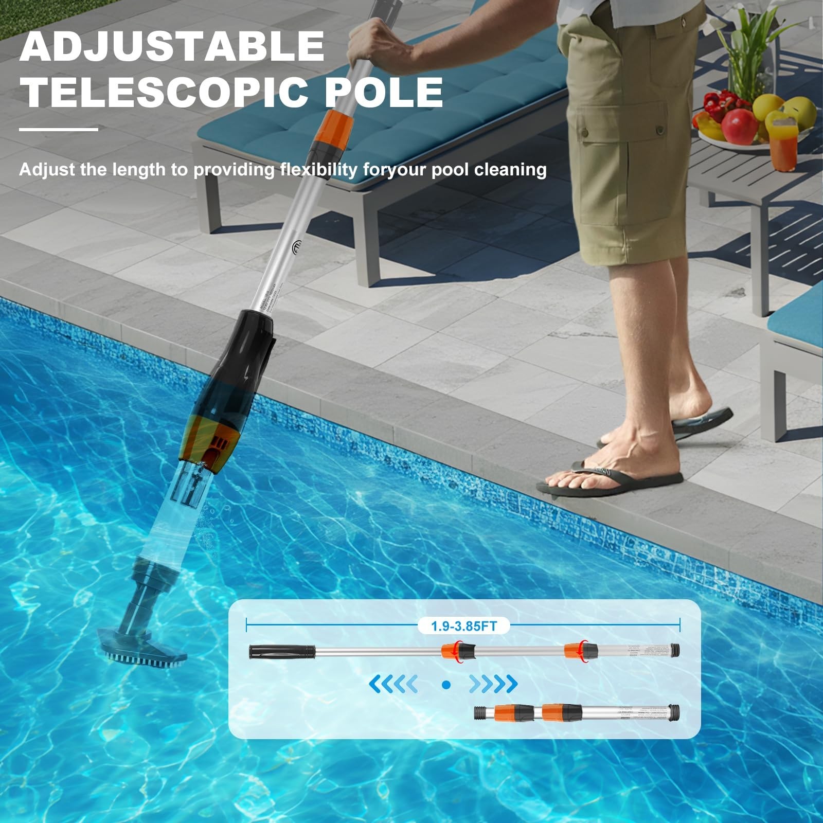 3-in-1 Cordless Rechargeable Pool Vacuum Cleaner for Spas, Hot Tubs & Small Pool