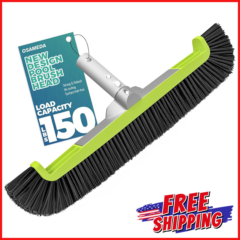 18&Prime; BRUSH HEAD SWIMMING POOL CLEANER Curved Ends Tile Flooring Glass Scrubber