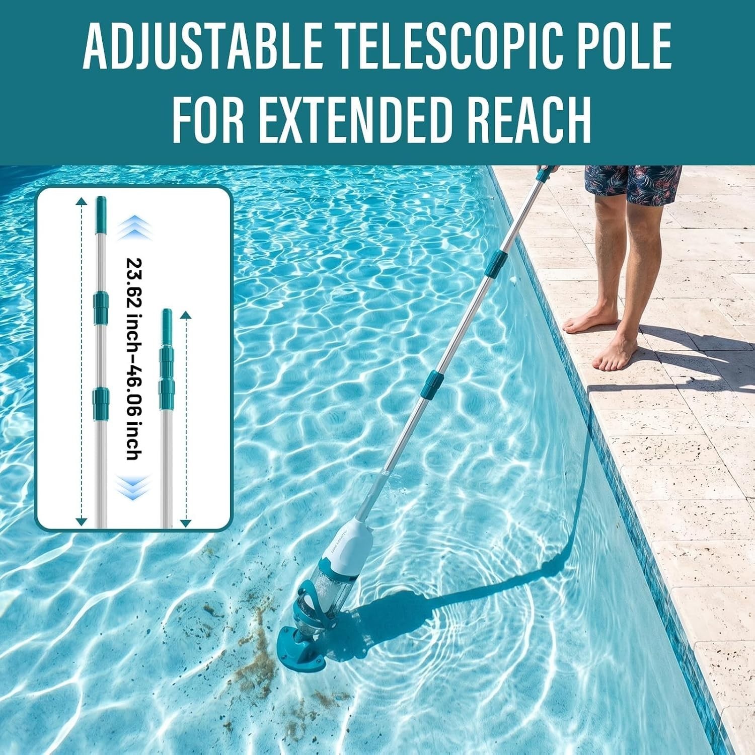 Above Ground Pool Vacuum – Powerful 20W Motor with Telescopic Handle & Filters