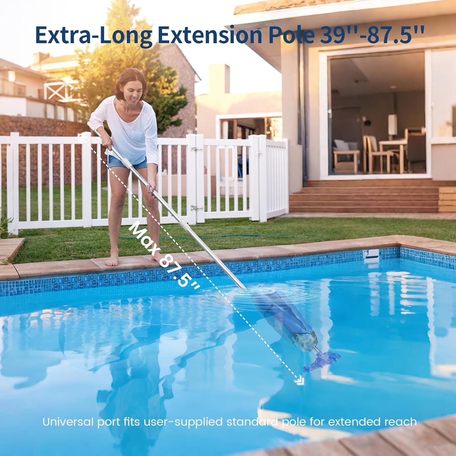 Cordless Handheld Pool Vacuum 18.5GPM Telescopic Pole