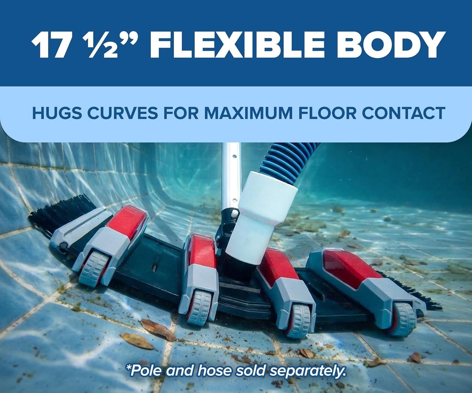 Manual Pool Vacuum Cleaner Head with Flexible Body & Integrated Weights – 17.5&Prime;