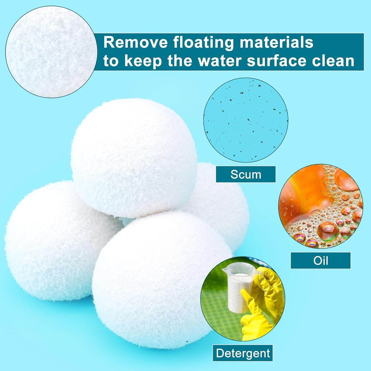 BOXOB 4pcs Scum Absorbing Ball for Hot Tub Scum and Pool, White Plunge Scum Ball