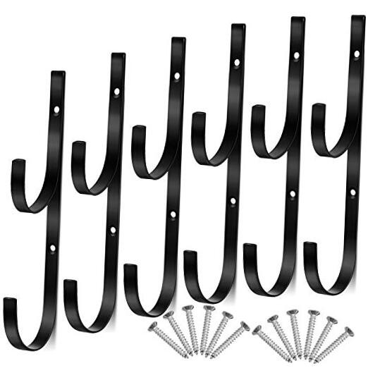 6 Pieces Pool Pole Hook Hanger Swimming Metal Brackets Pool Hook with 12 Black