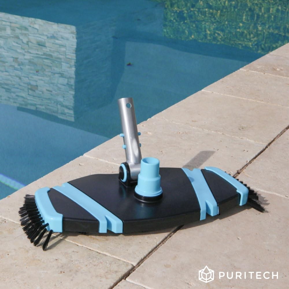 Heavy Duty Pool Vacuum Head with Side Brushes, Weighted Vinyl Safe Cleaner, 3…
