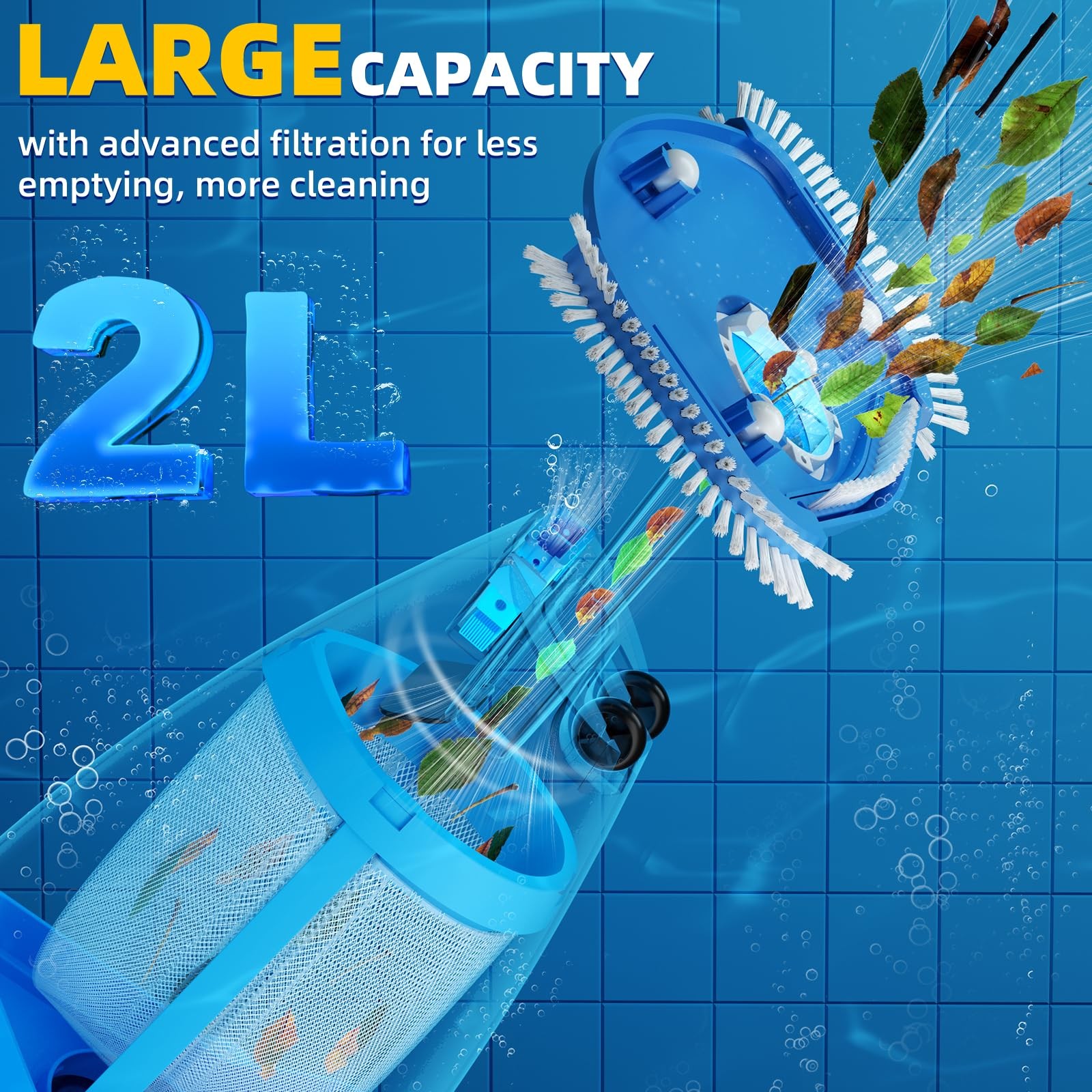 PACOVY Dark Blue Cordless Pool Vacuum 1590 GPH