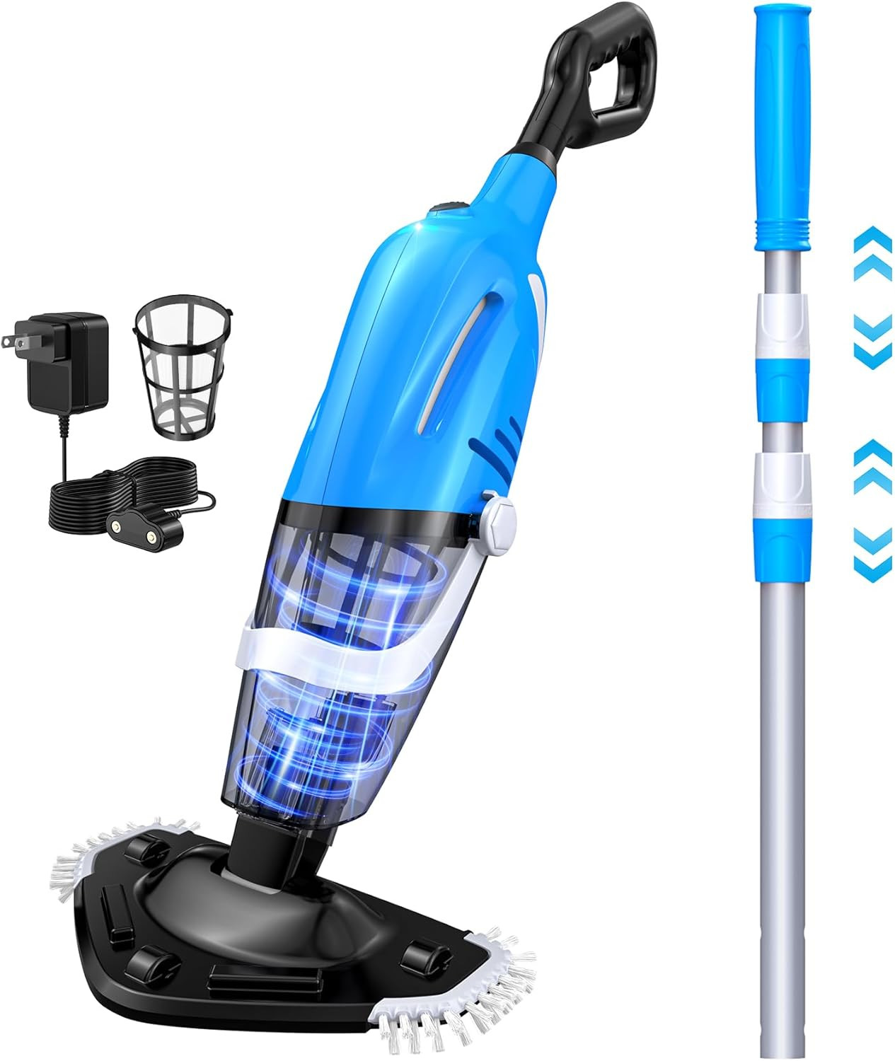 Pool Vacuum for above Ground Pool with a Telescopic Pole, 80Mins Runtime, Handhe