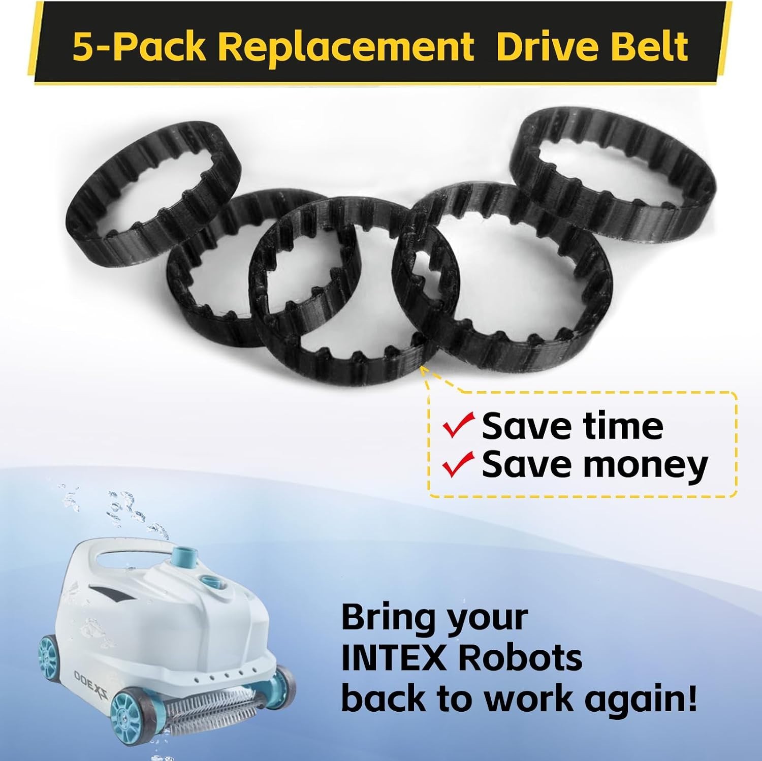 ZX300 Pool Cleaner Replacement Belts, 5 Pcs, TPU, Automatic Cleaner Accessory