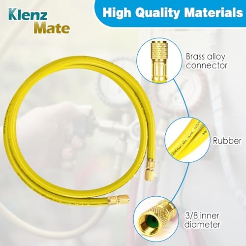 2026 Upgraded 3/8&Prime; HVAC Vacuum Hose,72&Prime; Refrigerant Charging Yellow 6Ft