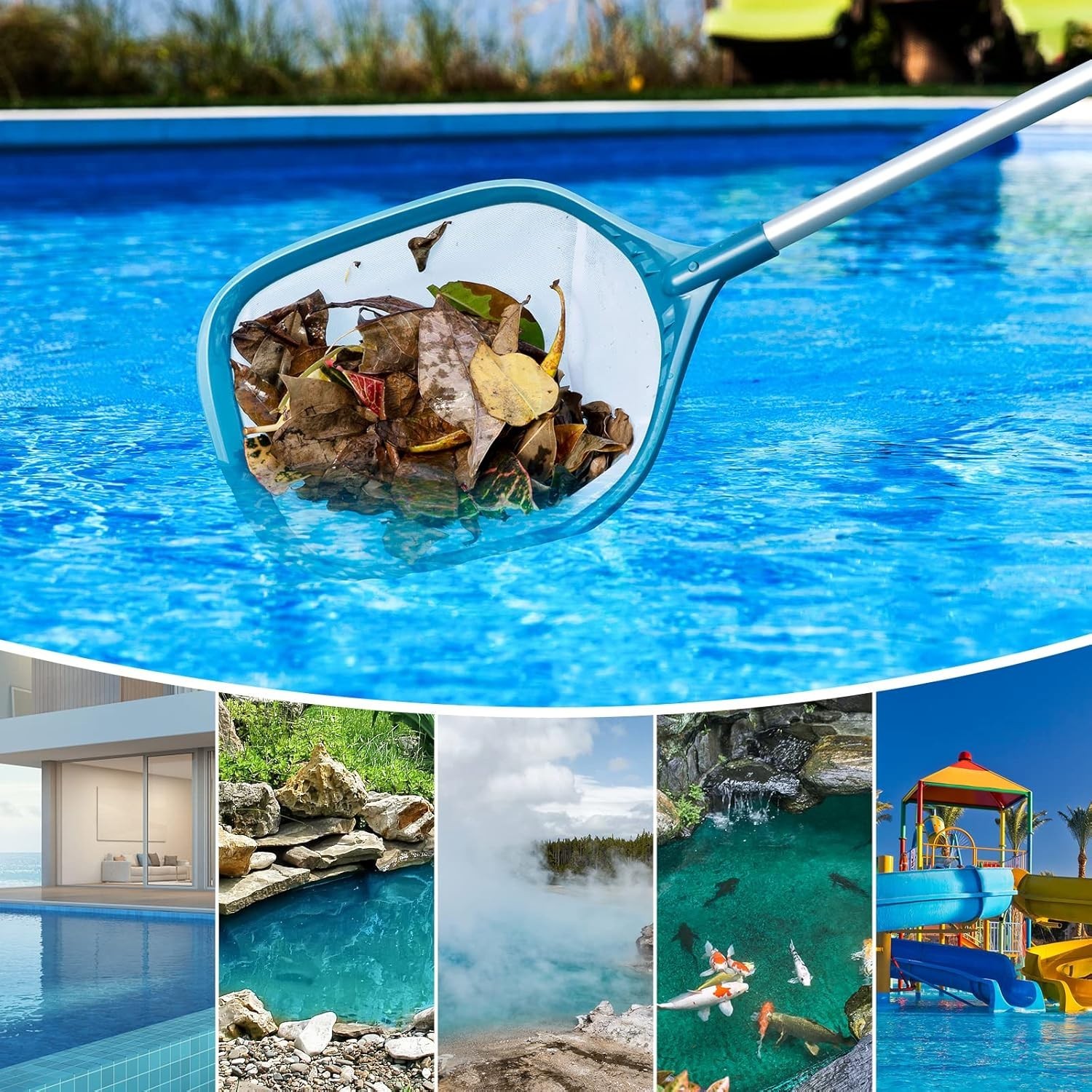 Ergonomic 57-Inch Pool Skimmer Net with Easy Attach Mechanism for Fast Cleanup