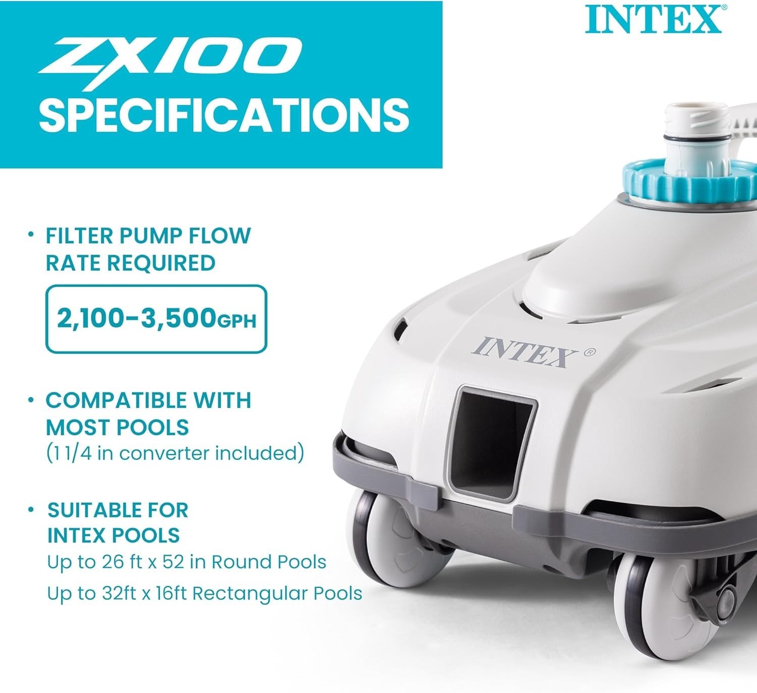 INTEX 28006E ZX100 Pressure-Side Above Ground Automatic Pool Cleaner